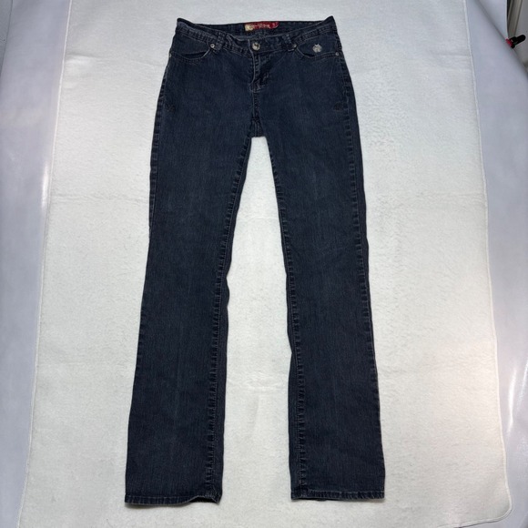 Apple Bottoms Denim - Apple Bottoms Womens Dark Wash Rhinestone Apple Pocket Jeans AMJ-1344R Size 7/8